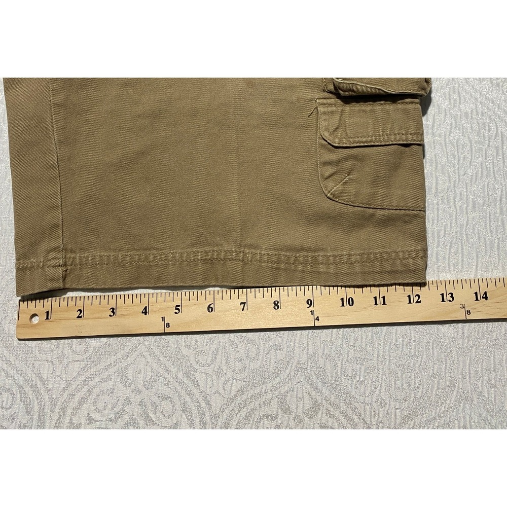 Rugged Wear Mens 38 Cargo Shorts Khaki Tan Cotton Multi Pocket Relaxed Fit - Picture 10 of 11